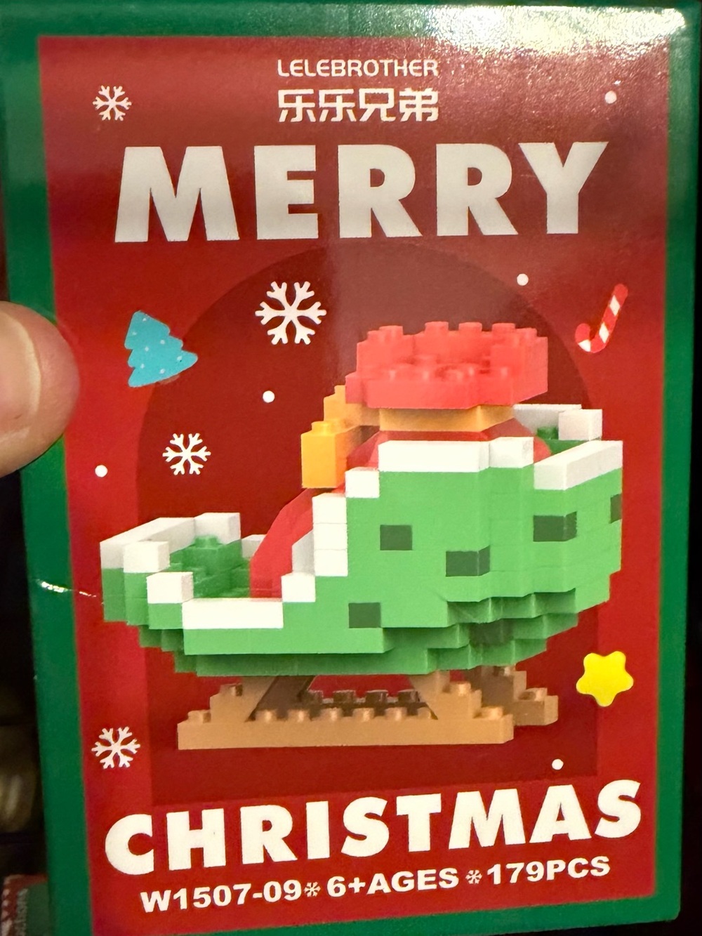 Brother Green and Red Christmas Sleigh Building Blocks Set